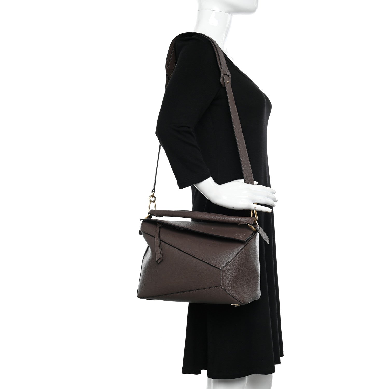 Loewe Goatskin Medium Puzzle Edge Bag Taupe 2 of 9