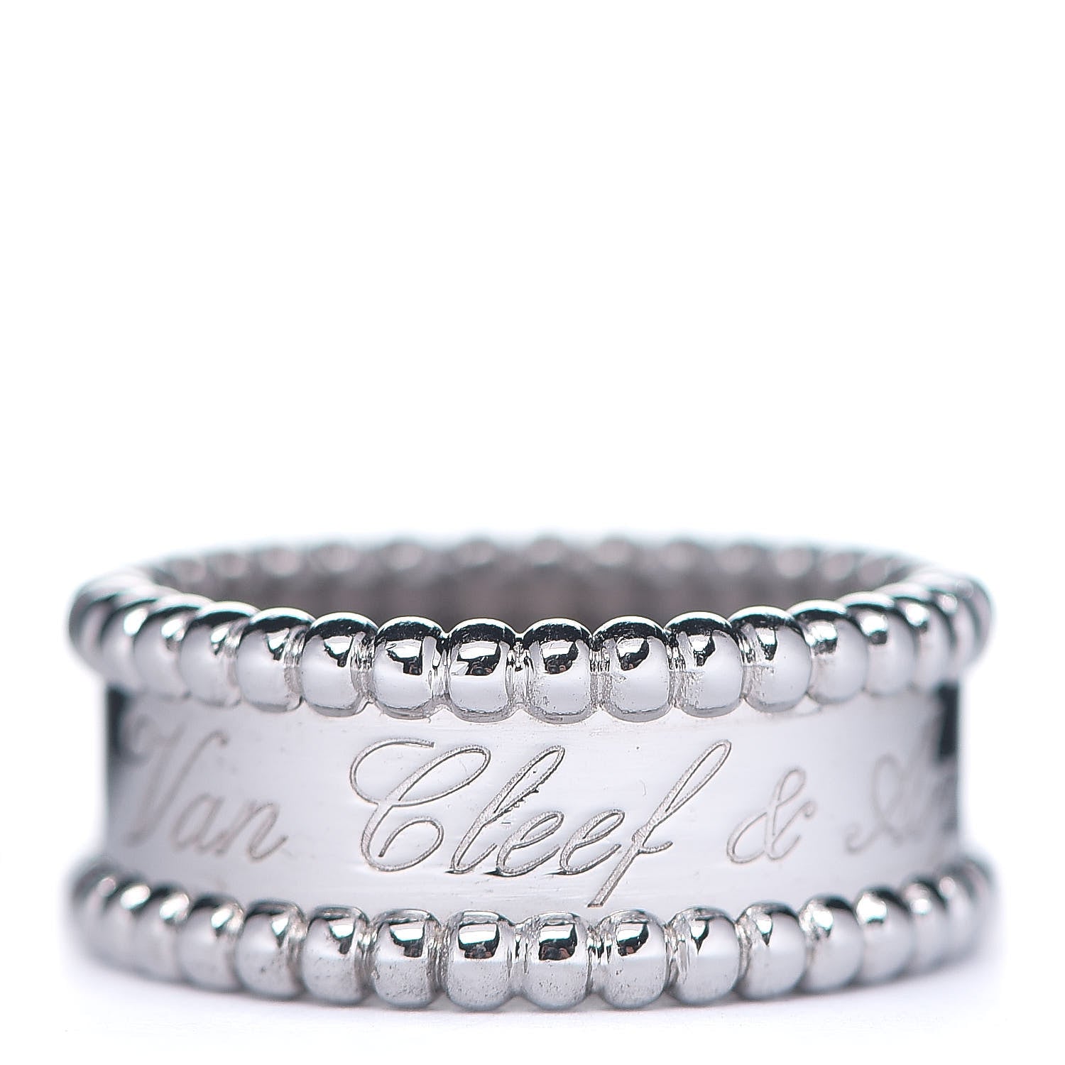 Van Cleef & Arpels 18K White Gold Perlee Signature Ring 48 4.5 1 of 7