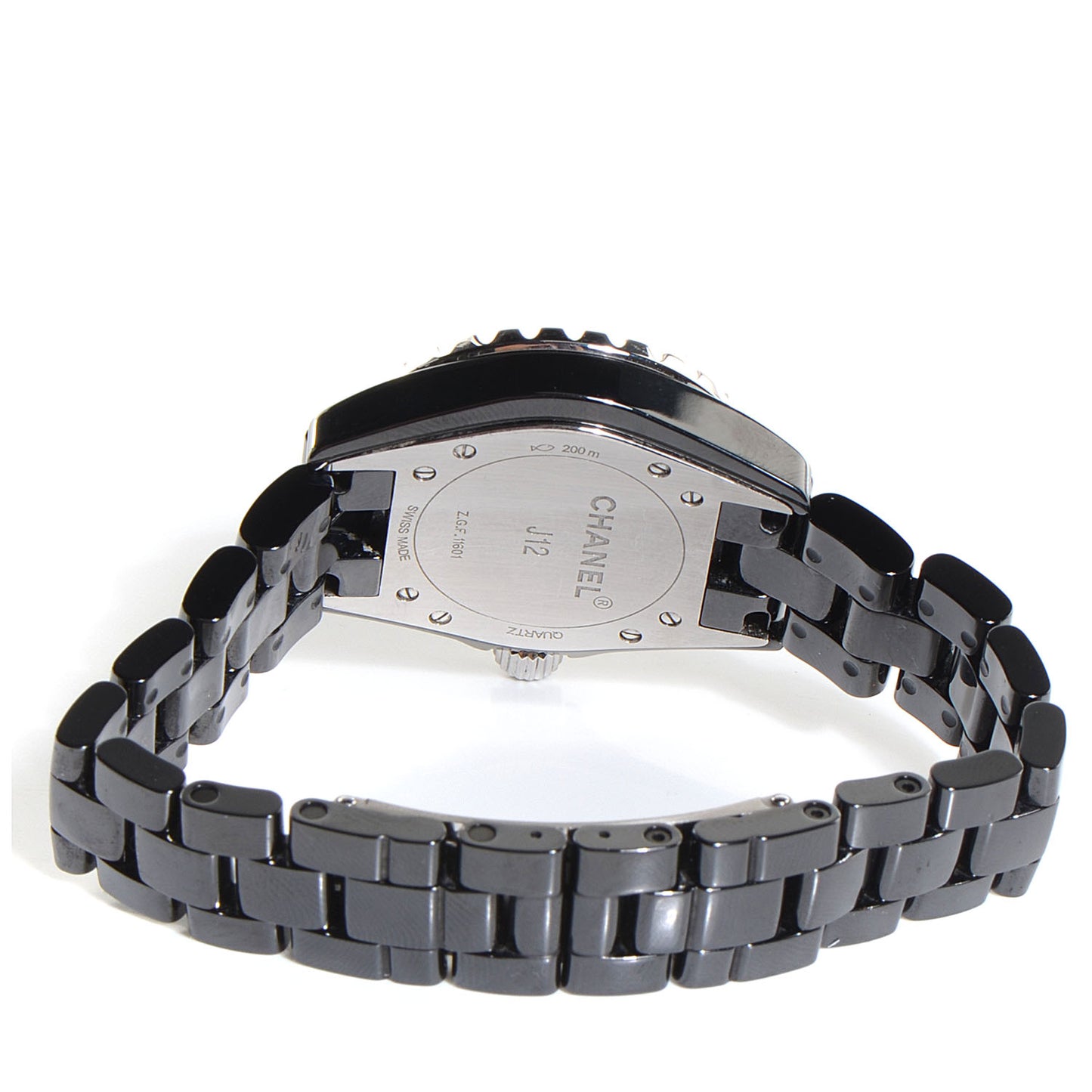 Stainless Steel Ceramic Diamond 33mm J12 Quartz Watch Black