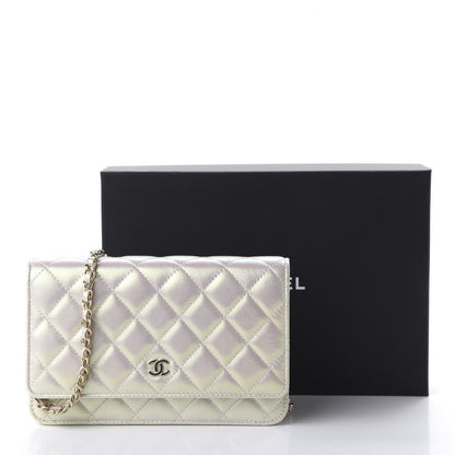 Chanel Iridescent Lambskin Quilted Wallet On Chain WOC Ivory 12 of 12