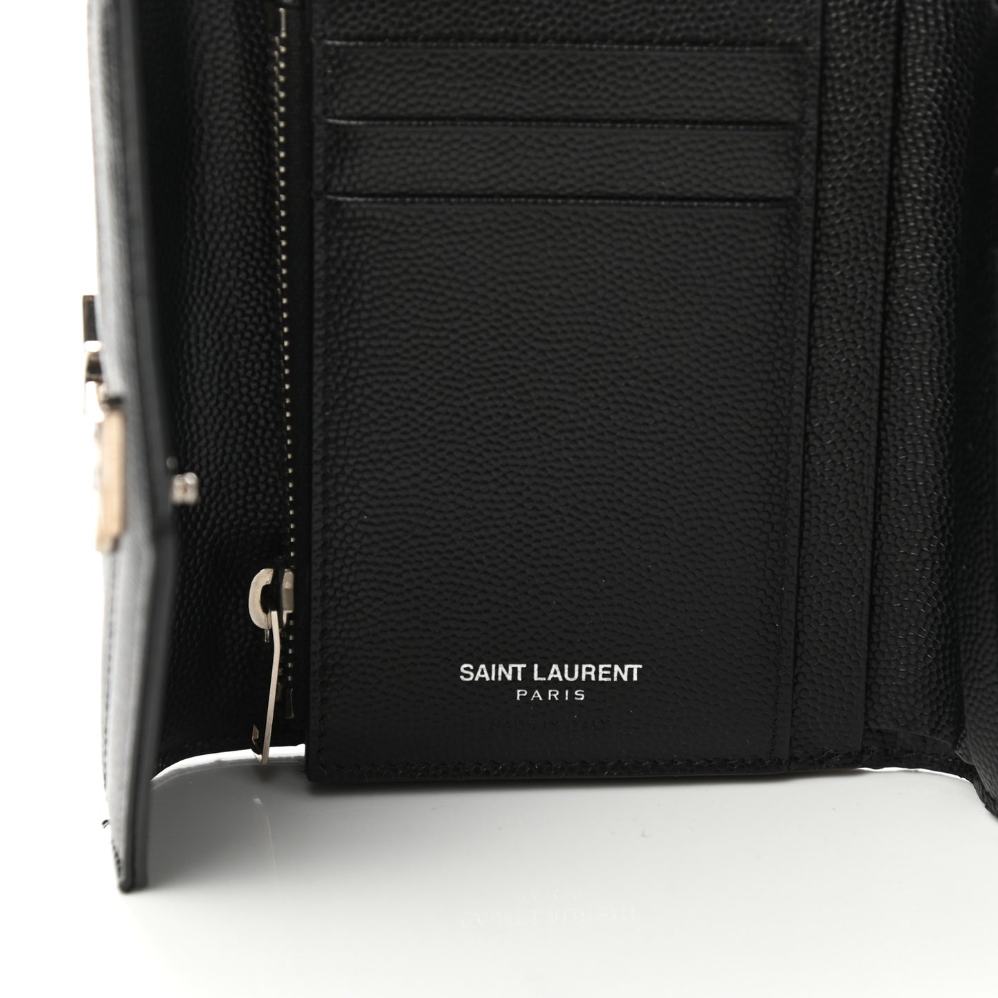 Grain De Poudre Matelasse Chevron Monogram Compact Tri Fold Wallet Black
