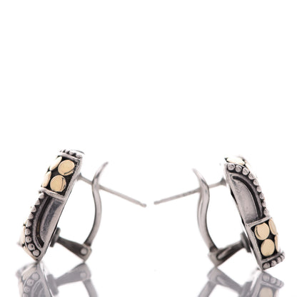 John Hardy Sterling Silver 18K Yellow Gold Basketweave Dot Earrings 7 of 7