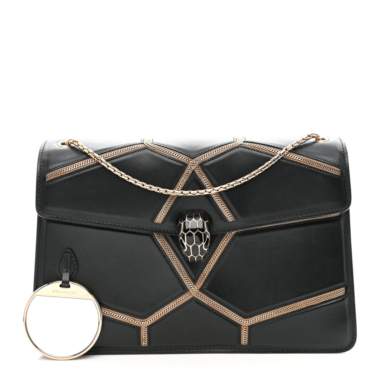 Calfskin Glam Rebel Serpenti Forever Shoulder Bag Black