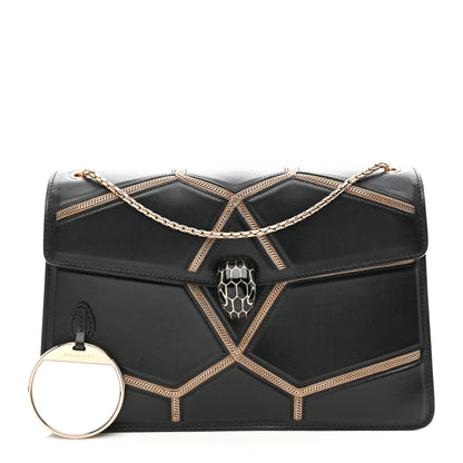 Bulgari Calfskin Glam Rebel Serpenti Forever Shoulder Bag Black 3 of 12