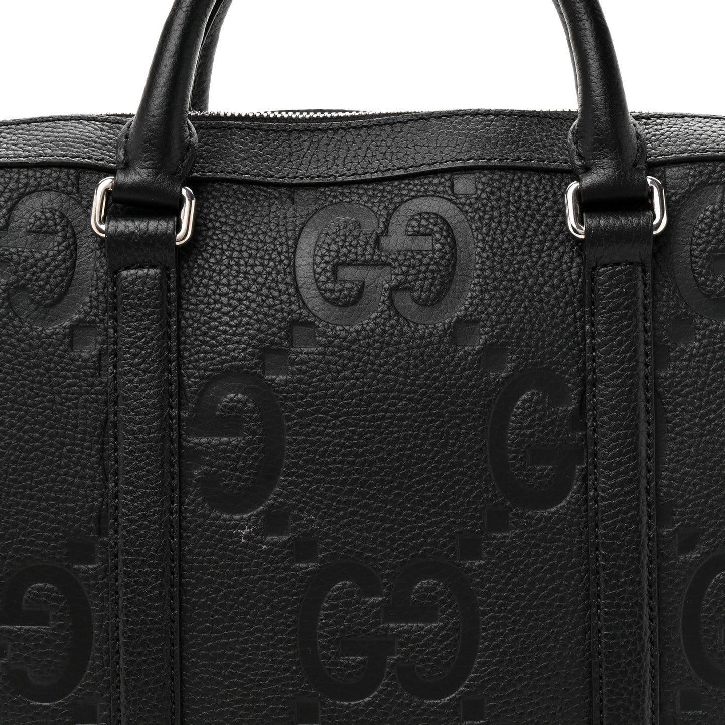 Piuma Calfskin Jumbo GG Embossed Briefcase Black