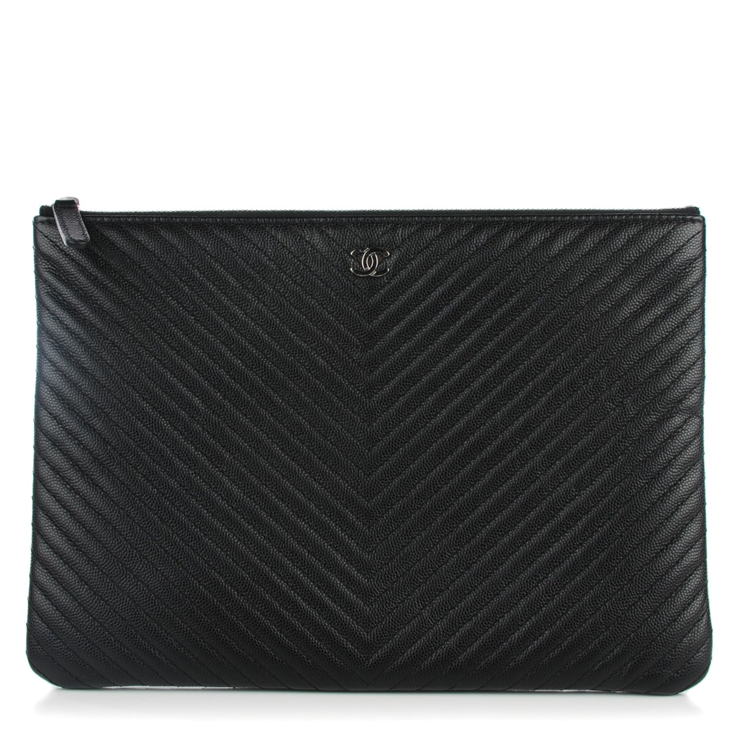 Caviar Chevron Medium Cosmetic Case Black