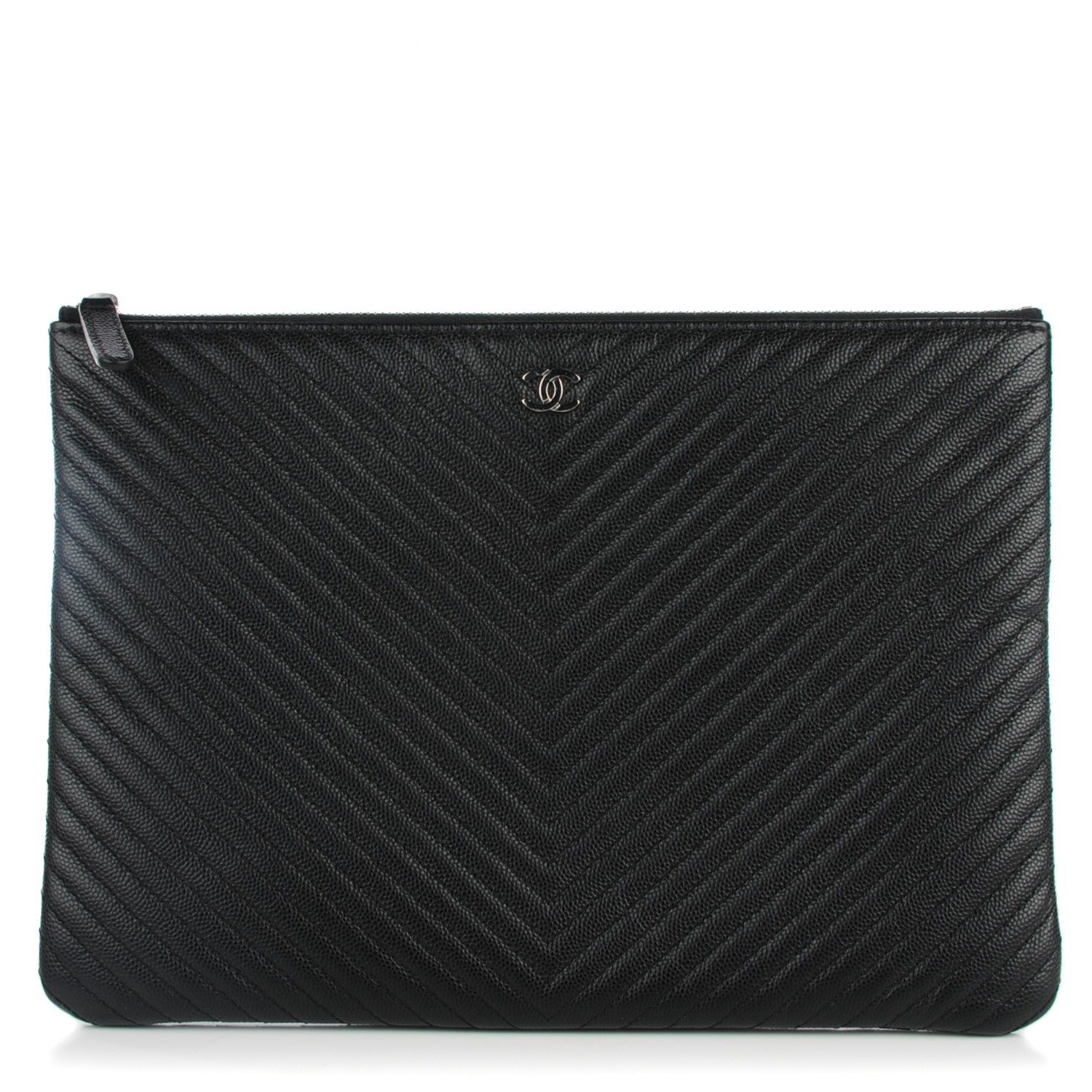 Chanel Caviar Chevron Medium Cosmetic Case Black 1 of 7