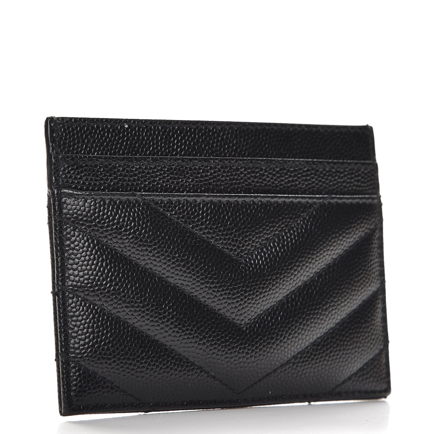 Grain De Poudre Matelasse Chevron Monogram Credit Card Case Black