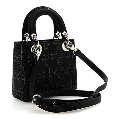 Christian Dior Satin Crystal Cannage Mini Lady Dior Black 3 of 10