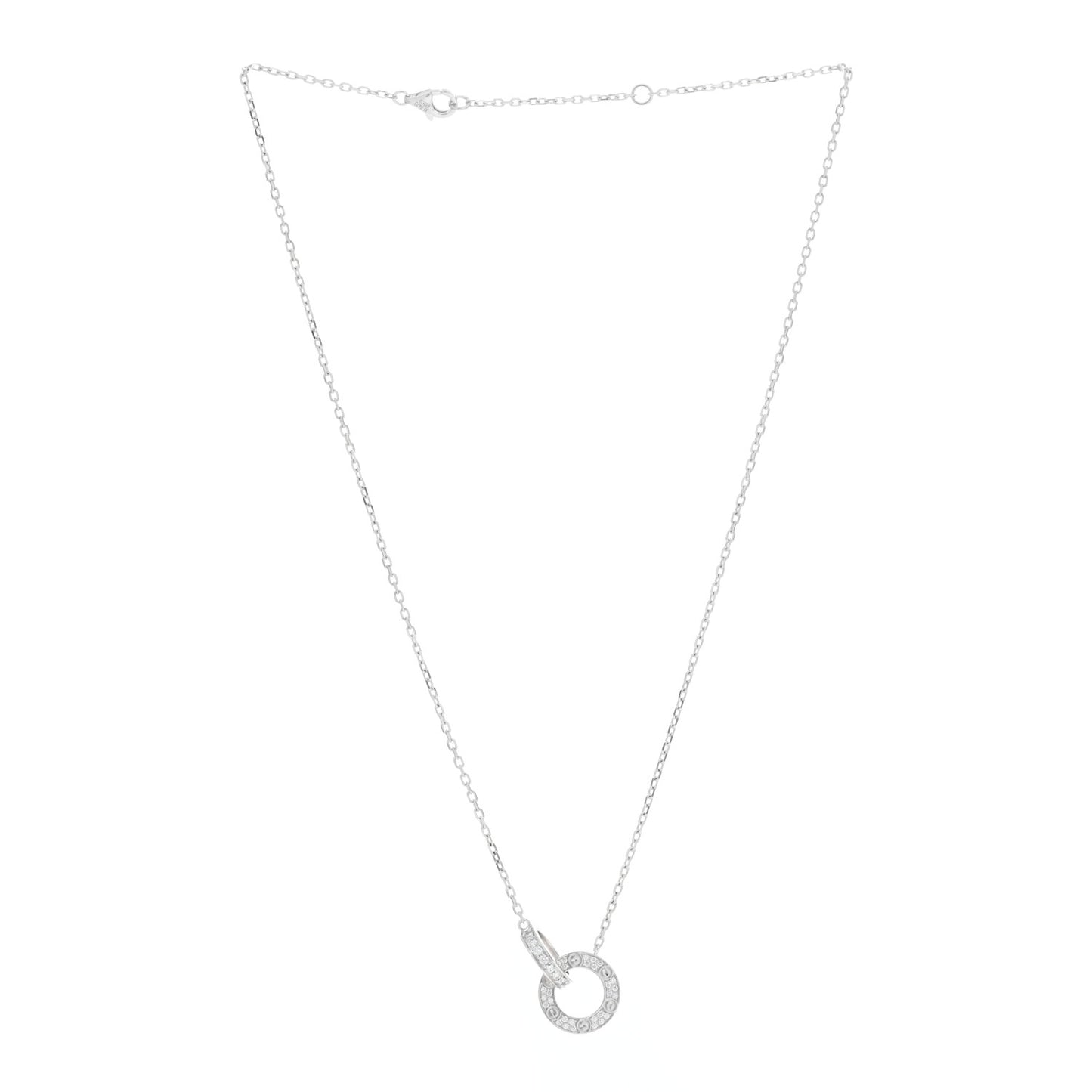 18K White Gold Diamond Interlocking LOVE Paved Necklace