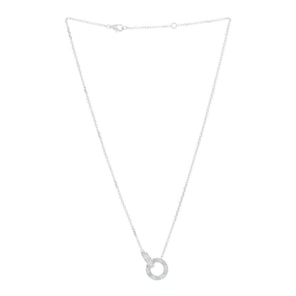 Cartier 18K White Gold Diamond Interlocking LOVE Paved Necklace 3 of 5