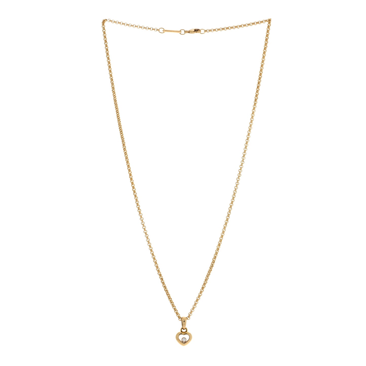 18K Yellow Gold Diamond Happy Diamonds Icons Floating Heart Pendant Necklace