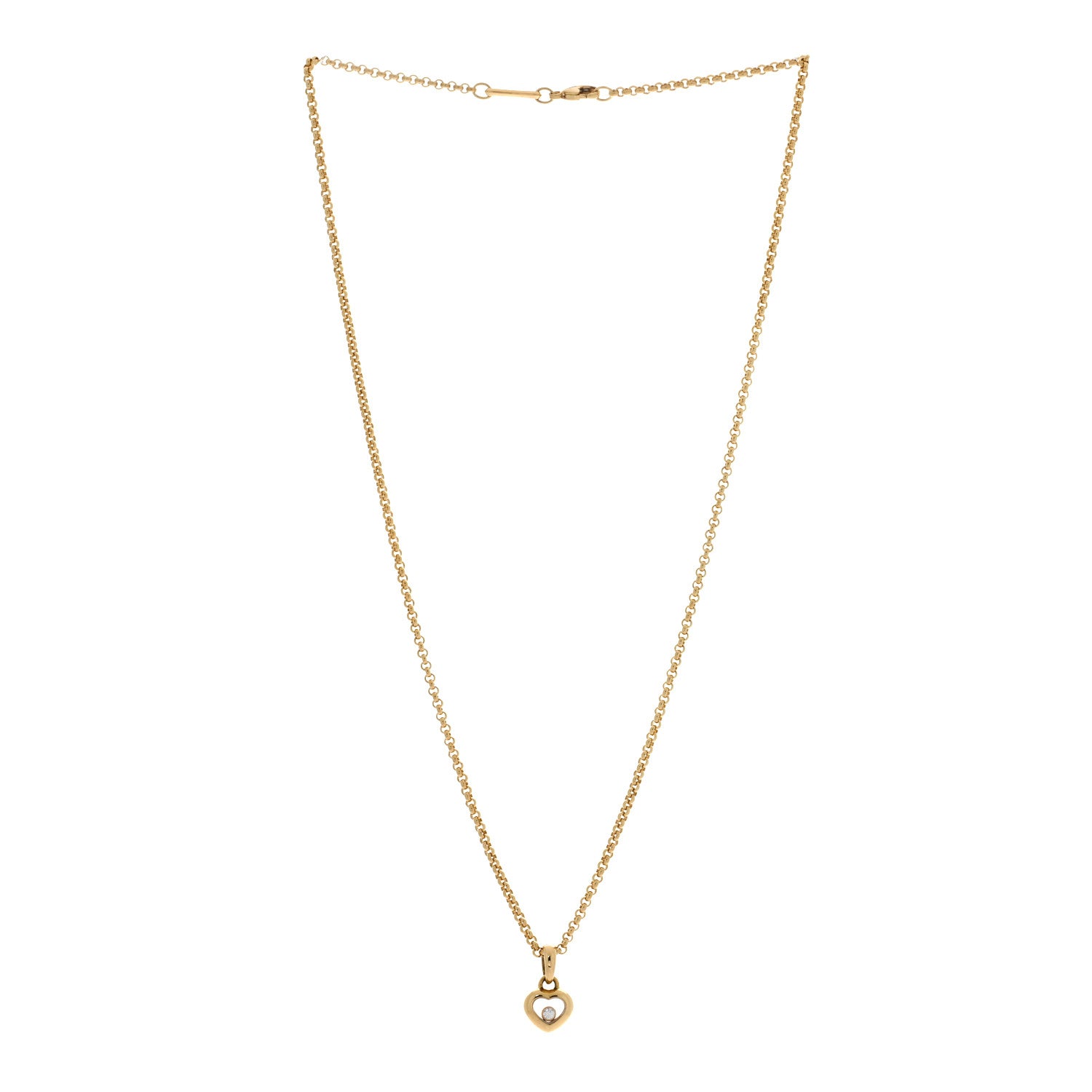 Chopard 18K Yellow Gold Diamond Happy Diamonds Icons Floating Heart Pendant Necklace 2 of 4
