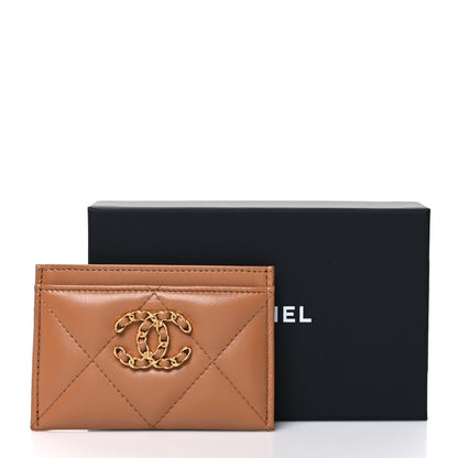 Chanel Lambskin Quilted Chanel 19 Card Holder Brown 10 of 10