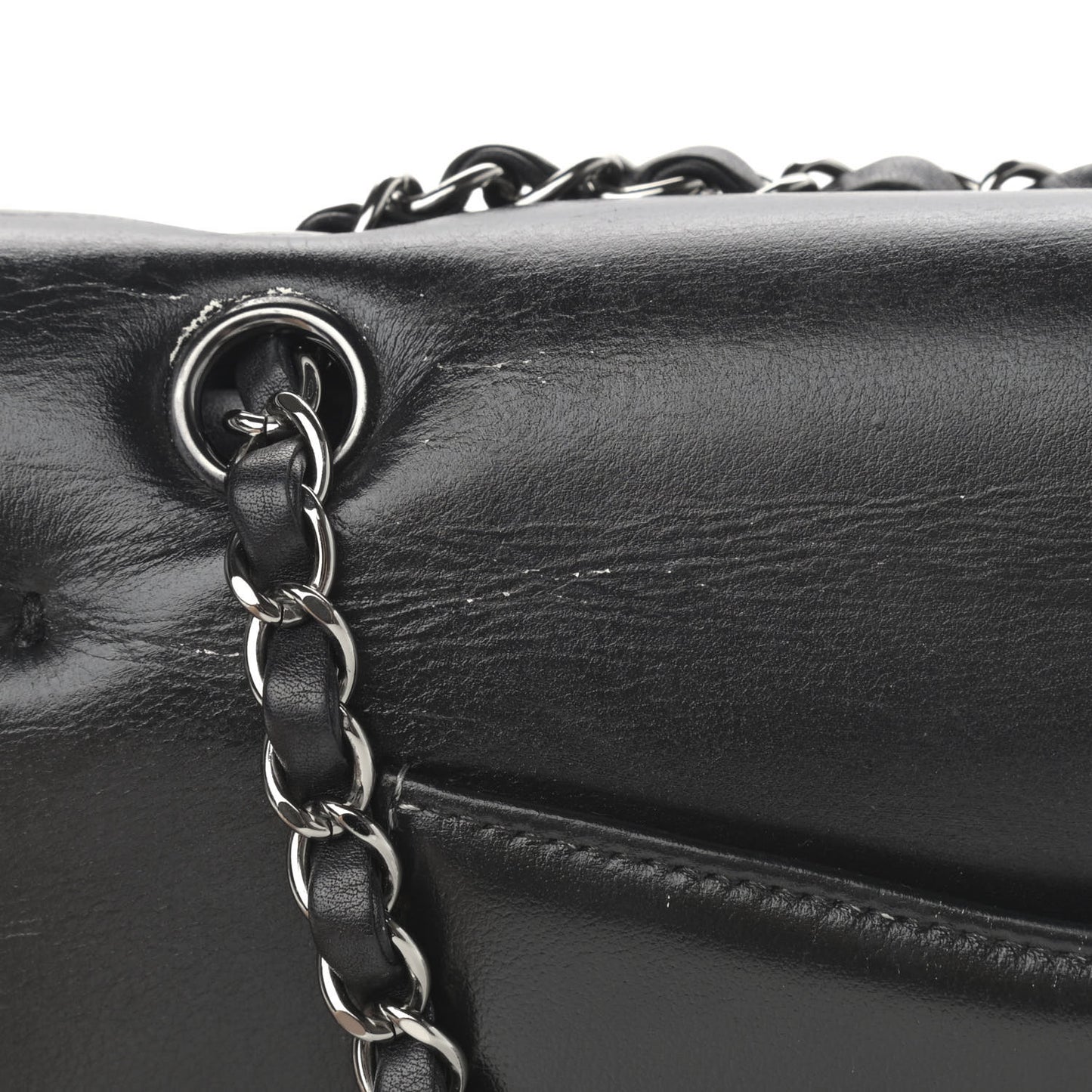 Calfskin Medium Classic Pure Double Flap Black
