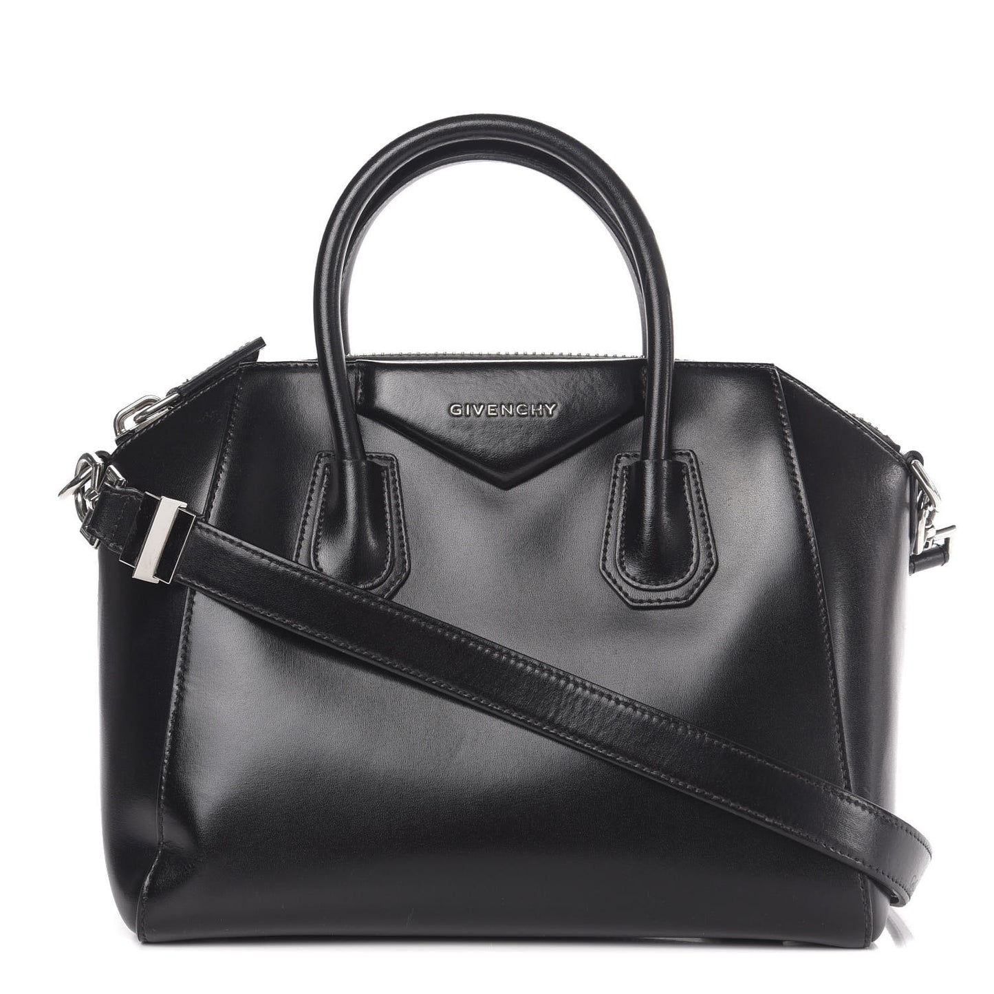 Shiny Lord Calfskin Small Antigona Black