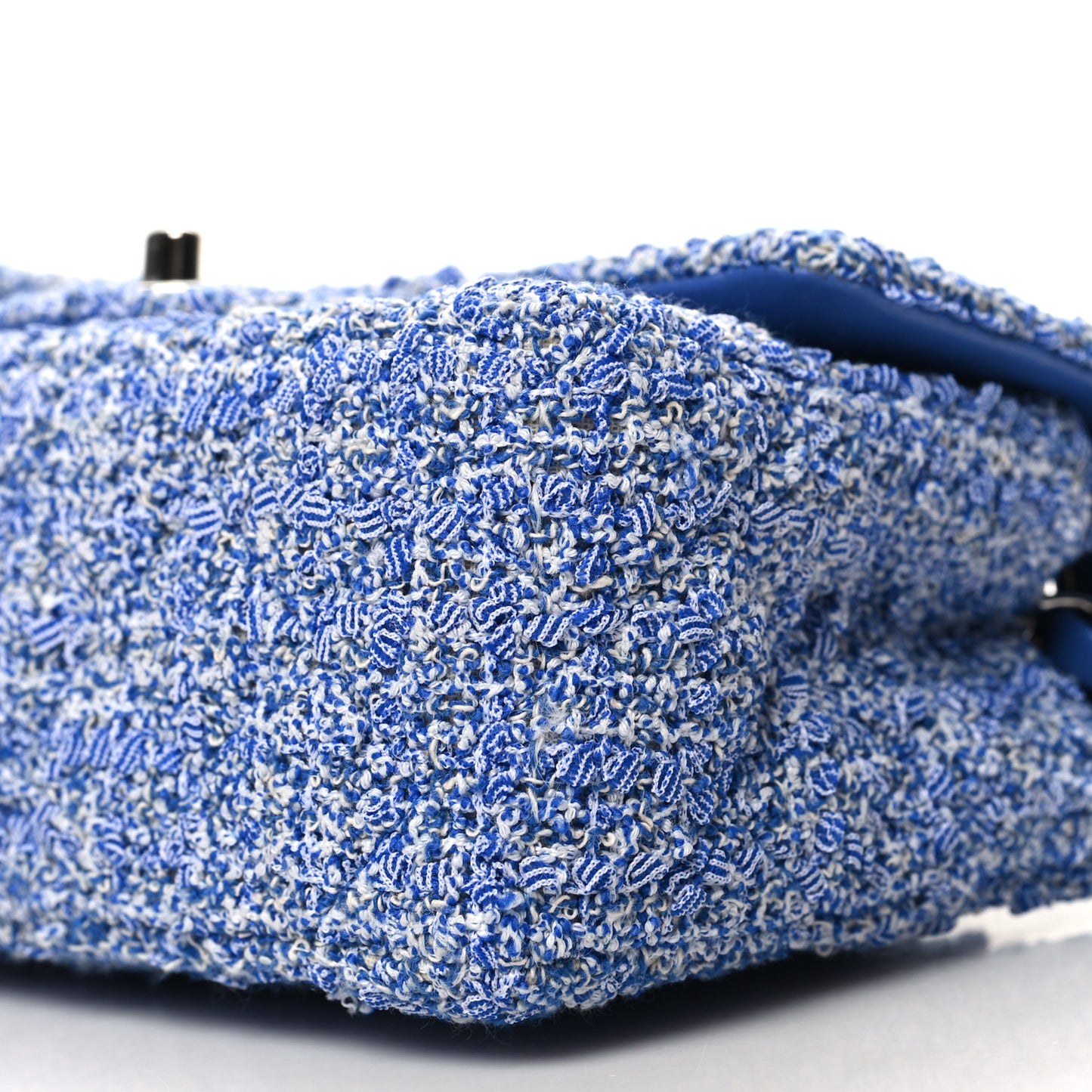 Tweed Quilted Mini Rectangular Flap Blue White