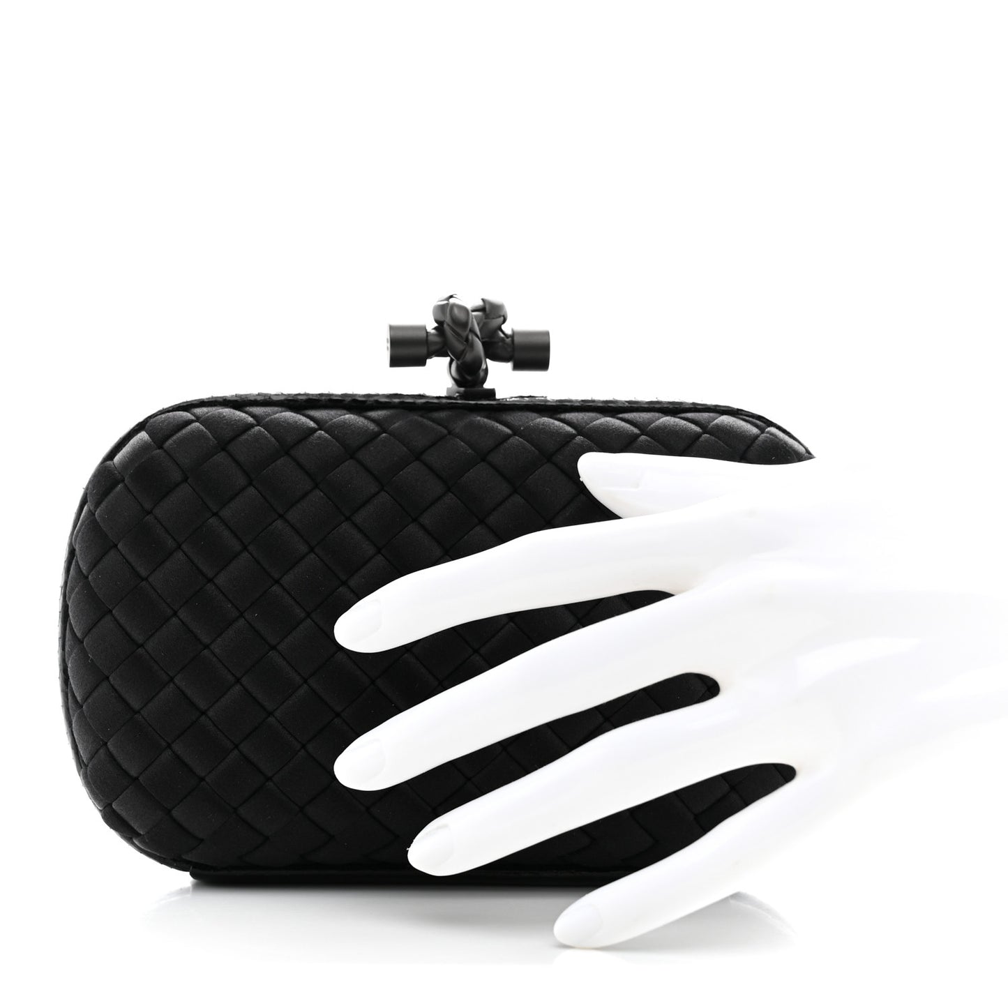Satin Intreccio Impero Ayers Knot Clutch Black