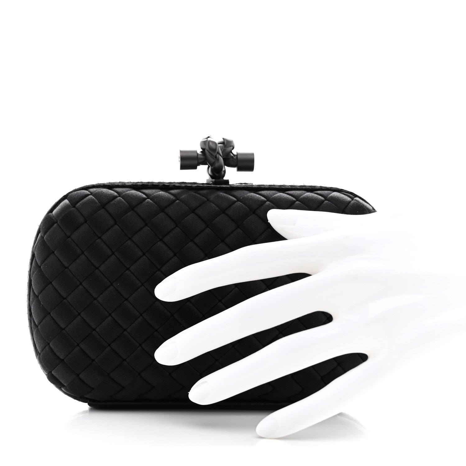 Bottega Veneta Satin Intreccio Impero Ayers Knot Clutch Black 2 of 6