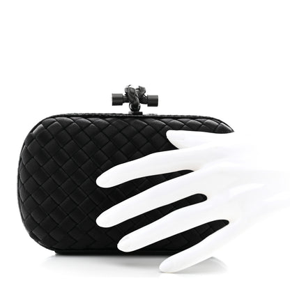 Bottega Veneta Satin Intreccio Impero Ayers Knot Clutch Black 2 of 6