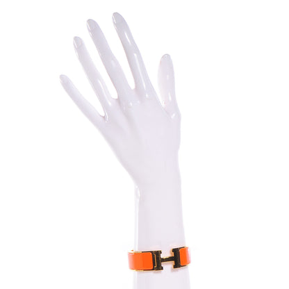 Hermes Enamel Wide Clic Clac H Bracelet PM Orange 2 of 6