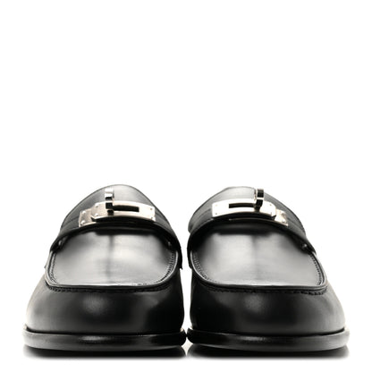 Hermes Calfskin Womens Destin Loafers 37.5 Black 3 of 10