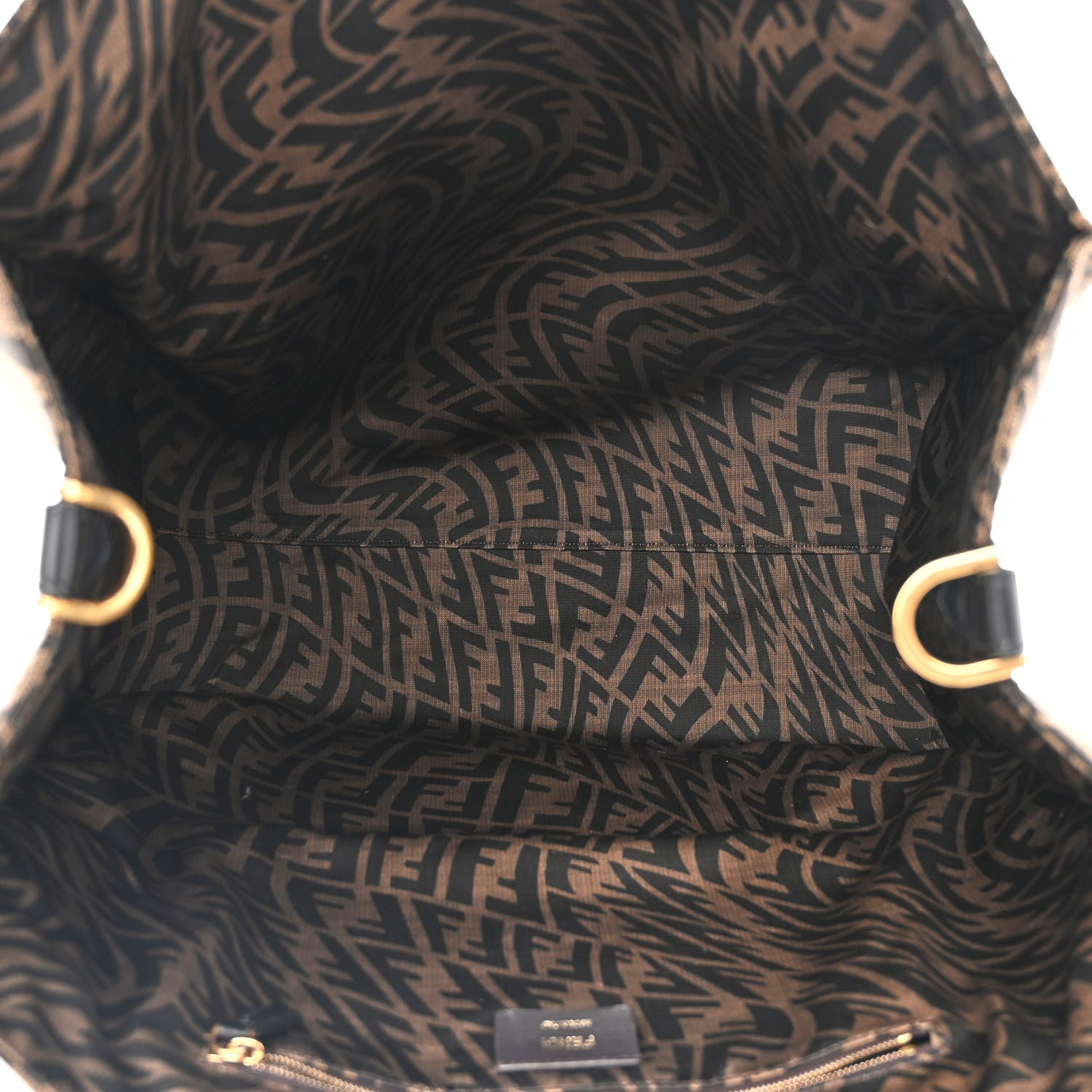 Fendi X SARAH COLEMAN Fabric Jacquard Vitello King FF Vertigo Shopping Tote Bag Tobacco Moro Black 5 of 11