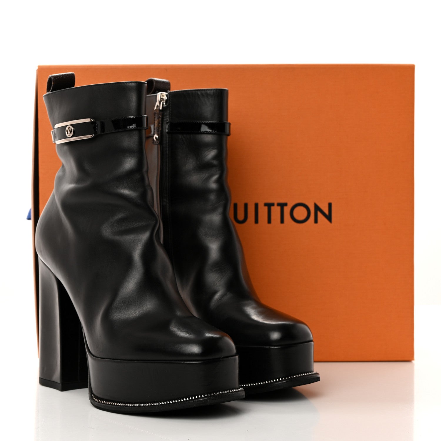 Louis Vuitton Calfskin Monogram Platform Ankle Boots 37 Black 9 of 9