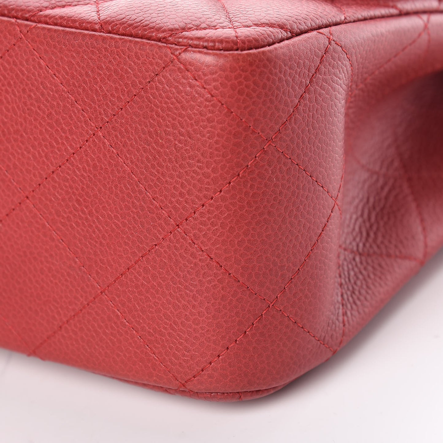 Caviar Quilted Jumbo Double Flap Red