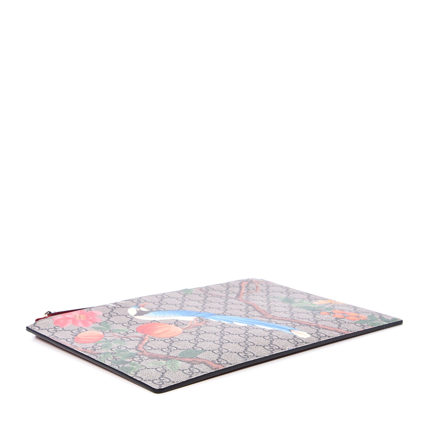 GG Supreme Monogram Tian Large Zip Pouch Beige Multicolor Red