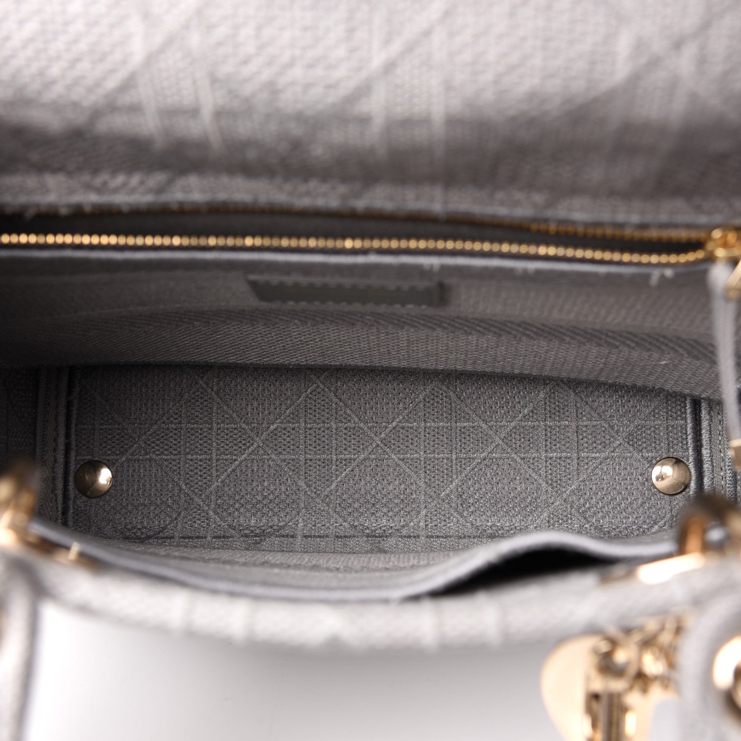 Christian Dior Canvas Embroidered Cannage Medium Lady D-Lite Gray 6 of 11