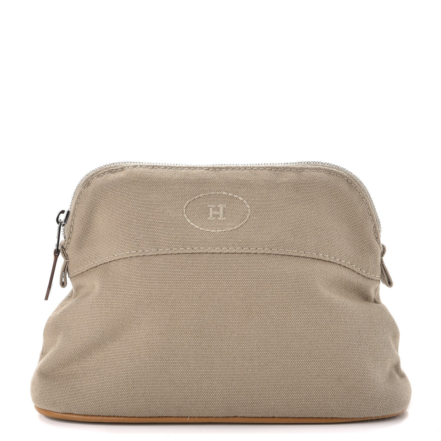 Hermes Cotton Canvas Mini Bolide Travel Cosmetic Pouch Gris Ponce 1 of 10