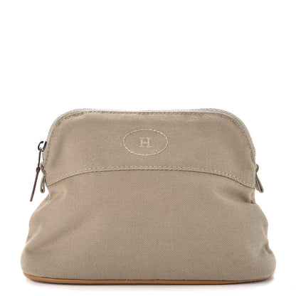 Hermes Cotton Canvas Mini Bolide Travel Cosmetic Pouch Gris Ponce 1 of 10
