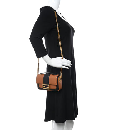 Fendi Nappa Apolo Bi-Color Mini Chain Baguette Brandy Black 2 of 8