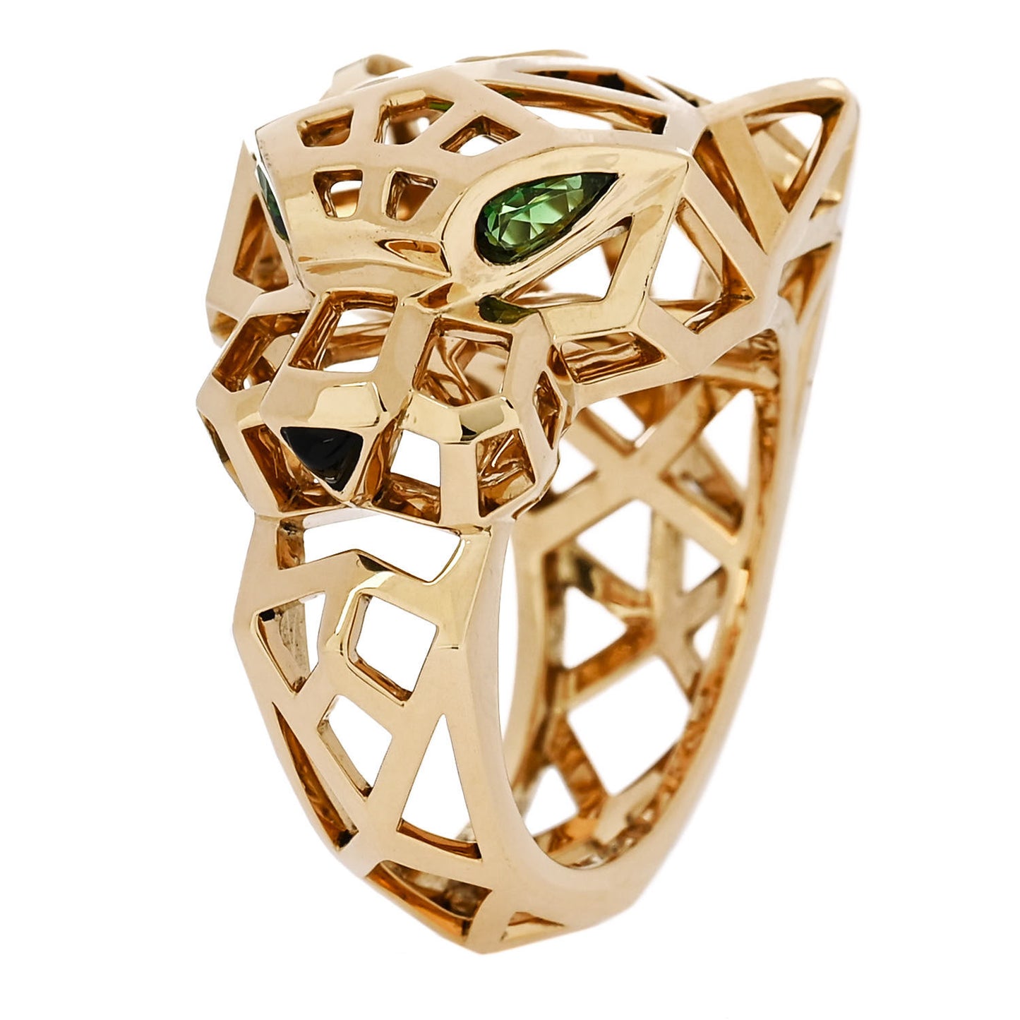 18K Yellow Gold Tsavorite Onyx Panthere De Cartier Ring 59 8.75
