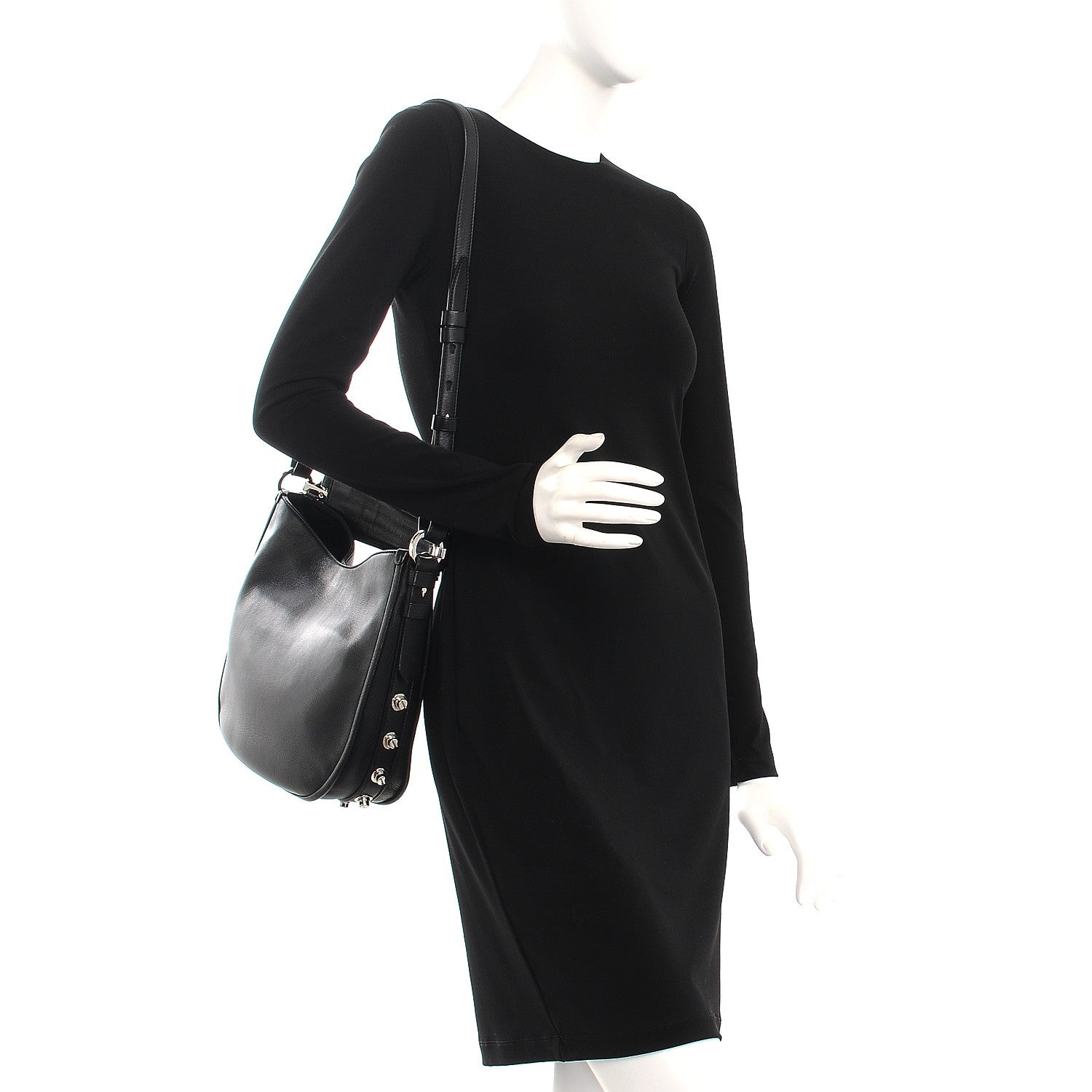 Givenchy Calfskin Small Studded Obsedia Hobo Black 2 of 8