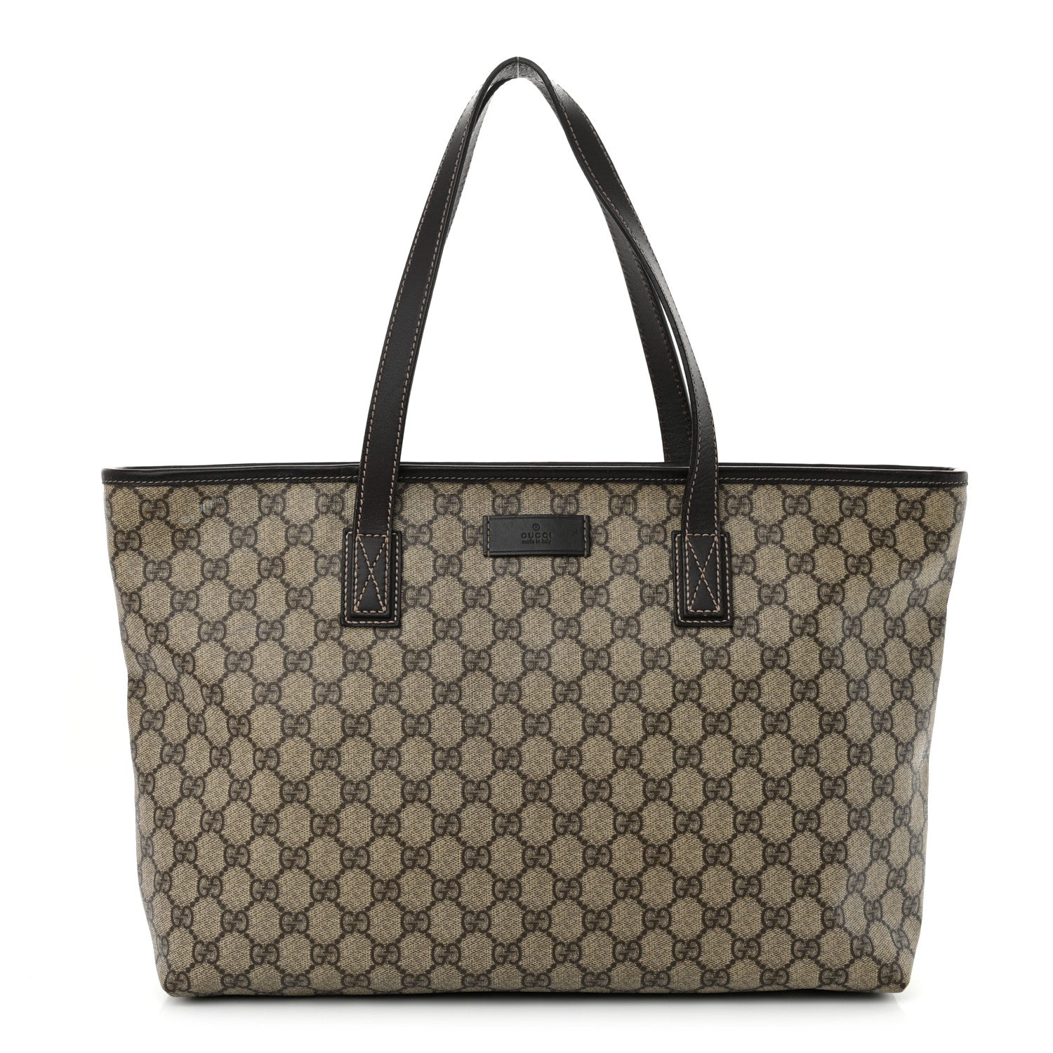 Gucci GG Supreme Monogram Medium Zippered Shopping Tote Dark Brown 1 of 13