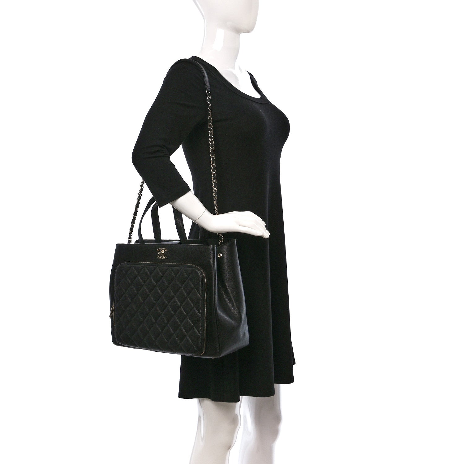 Chanel Caviar Quilted Large Business Affinity Shopping Bag Black 2 of 9