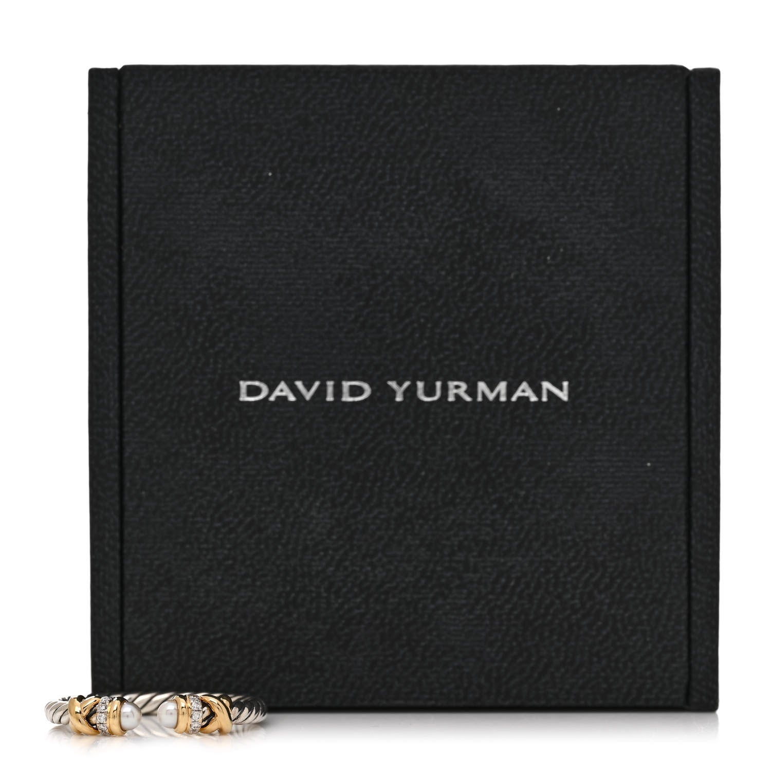 David Yurman Sterling Silver 18K Yellow Gold Diamond Pearl Petite Helena Ring 57 8 5 of 5