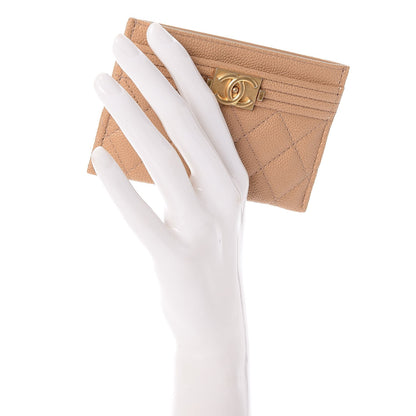 Chanel Caviar Quilted Boy Card Holder Beige 2 of 8