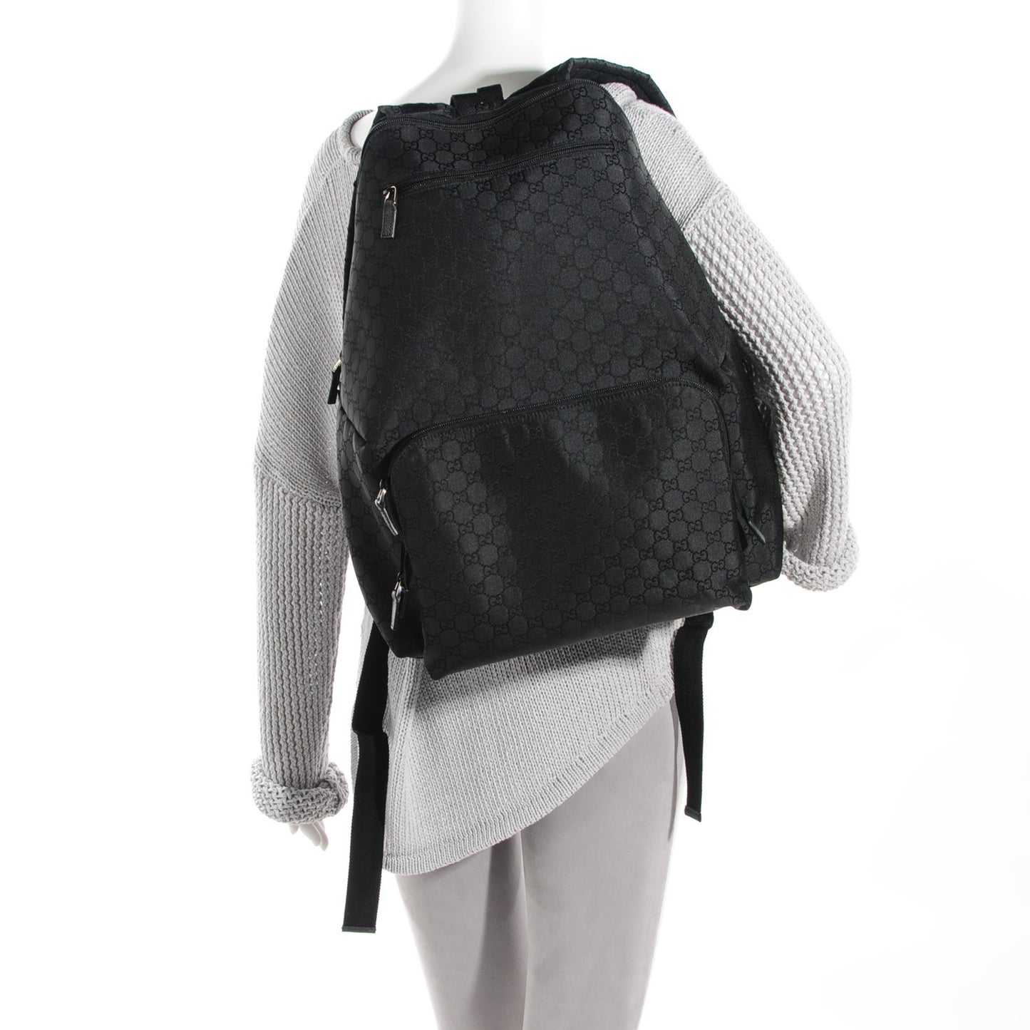 Nylon Monogram Medium Backpack Black