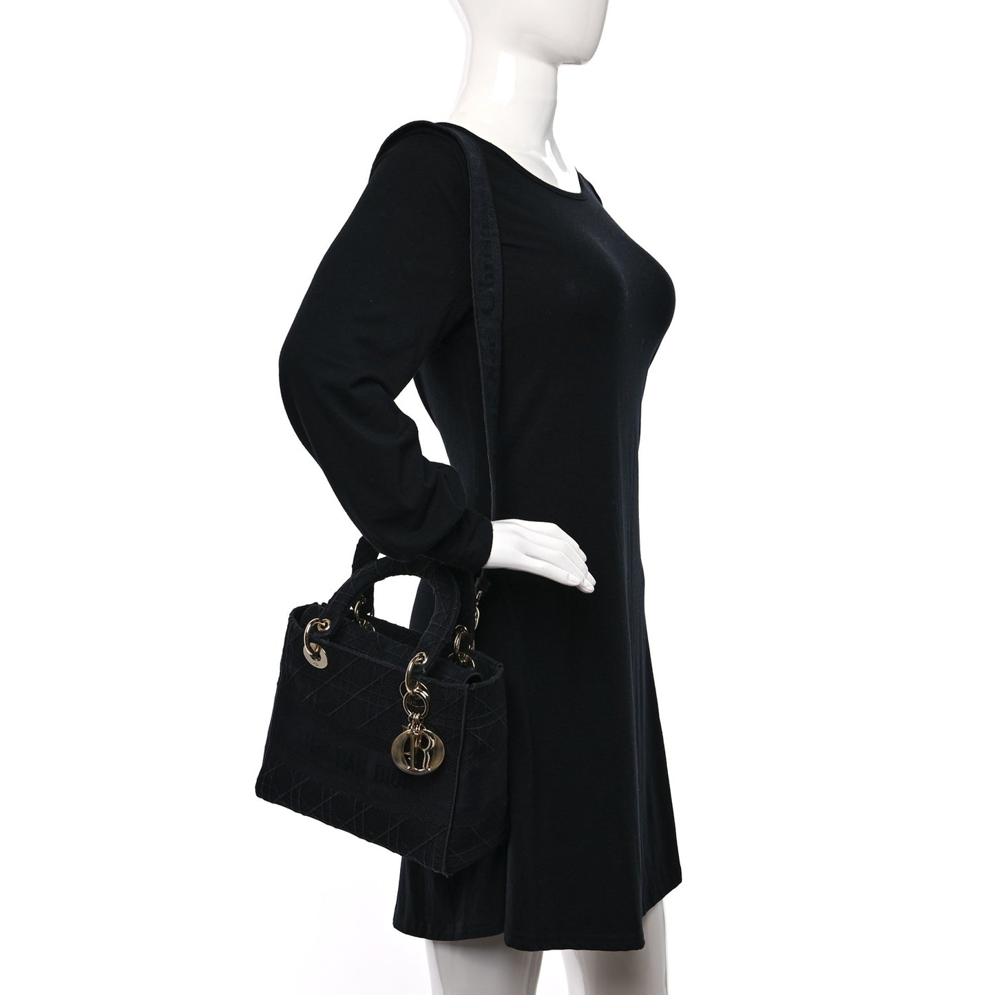 Canvas Embroidered Cannage Medium Lady D-Lite Black