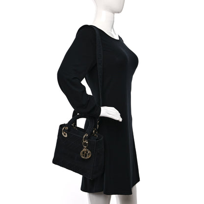 Christian Dior Canvas Embroidered Cannage Medium Lady D-Lite Black 3 of 9