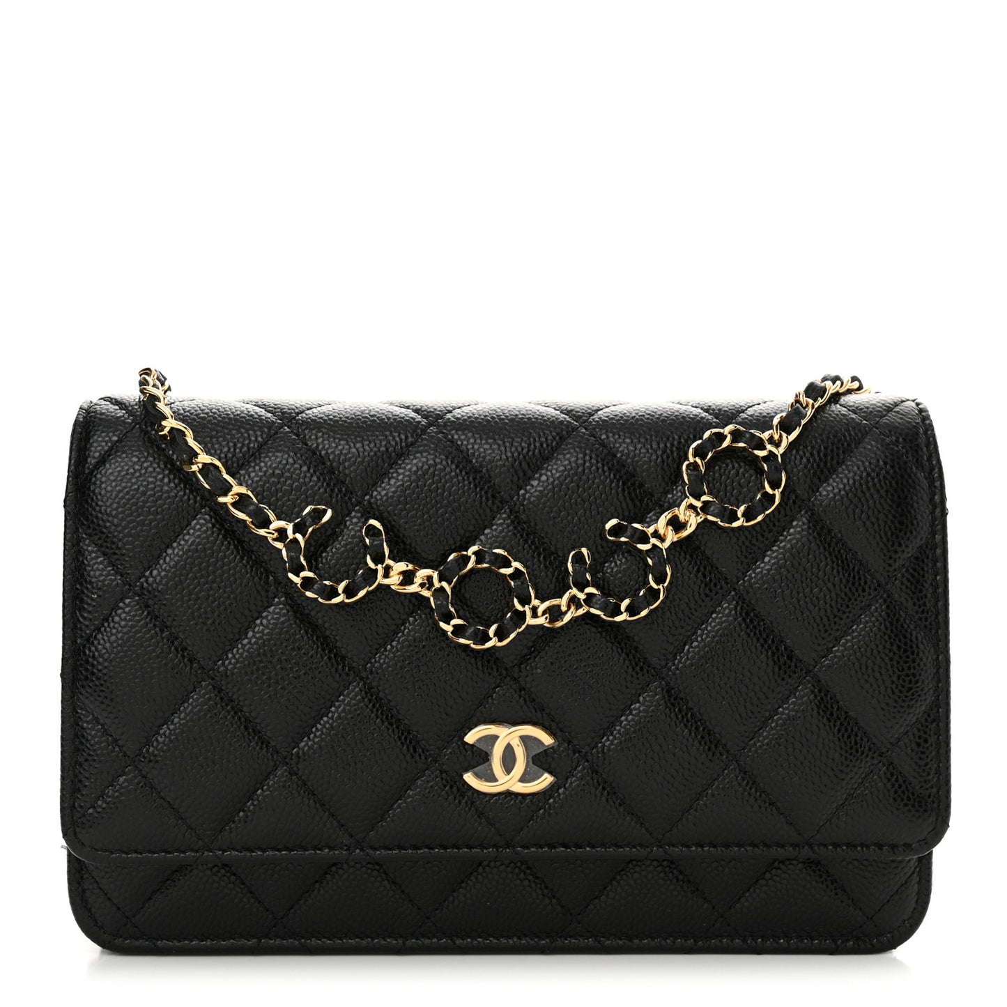 Caviar Quilted Miss Coco Wallet On Chain WOC Black