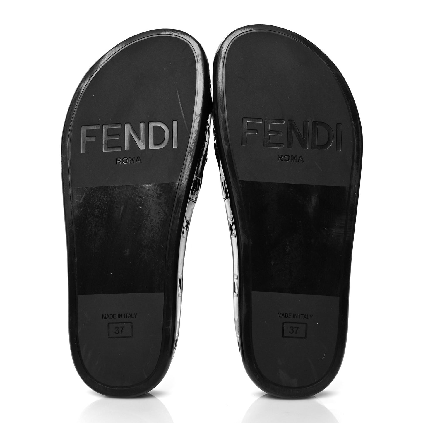 Raffia Rubber FF Woven Reflections Crisscross Slide Sandals 37 Black