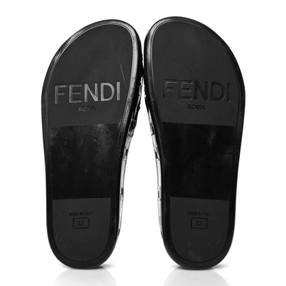 Fendi Raffia Rubber FF Woven Reflections Crisscross Slide Sandals 37 Black 5 of 7