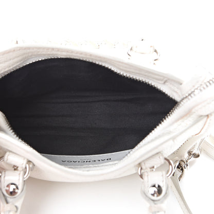 Balenciaga Chevre Silver Metallic Edge Hardware Nano City White 4 of 17