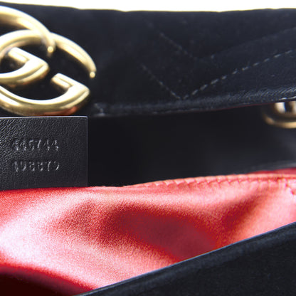 Gucci Velvet Matelasse Mini GG Marmont Shoulder Bag Black 7 of 10