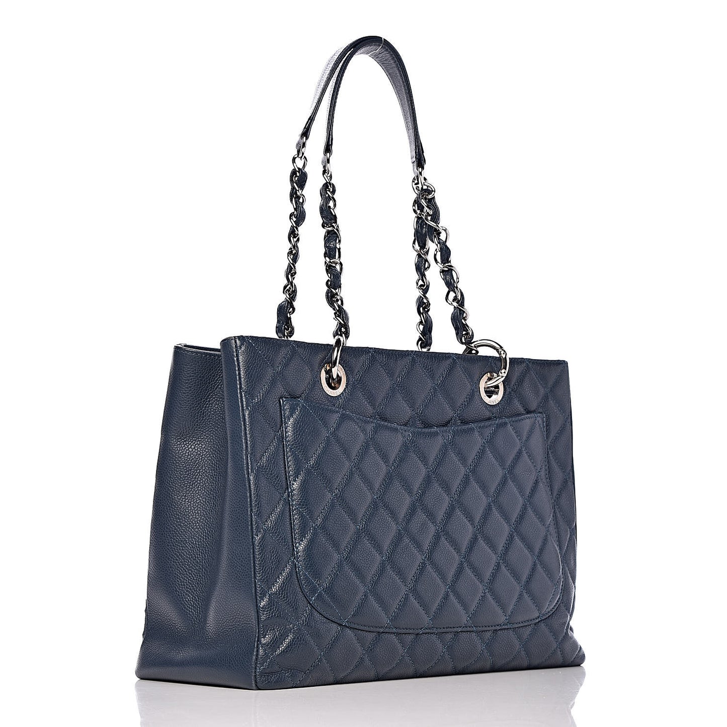 Caviar Quilted Grand Shopping Tote GST Dark Blue