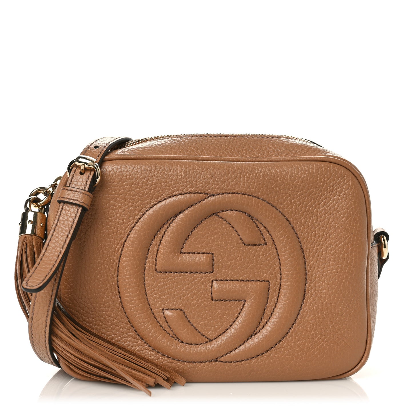 Pebbled Calfskin Small Soho Disco Bag Camelia